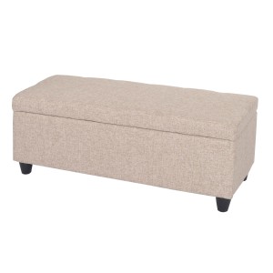 BERLINLODGE Aufbewahrungs-Truhe Lars 45x114x45cm Stoff/Textil Beige