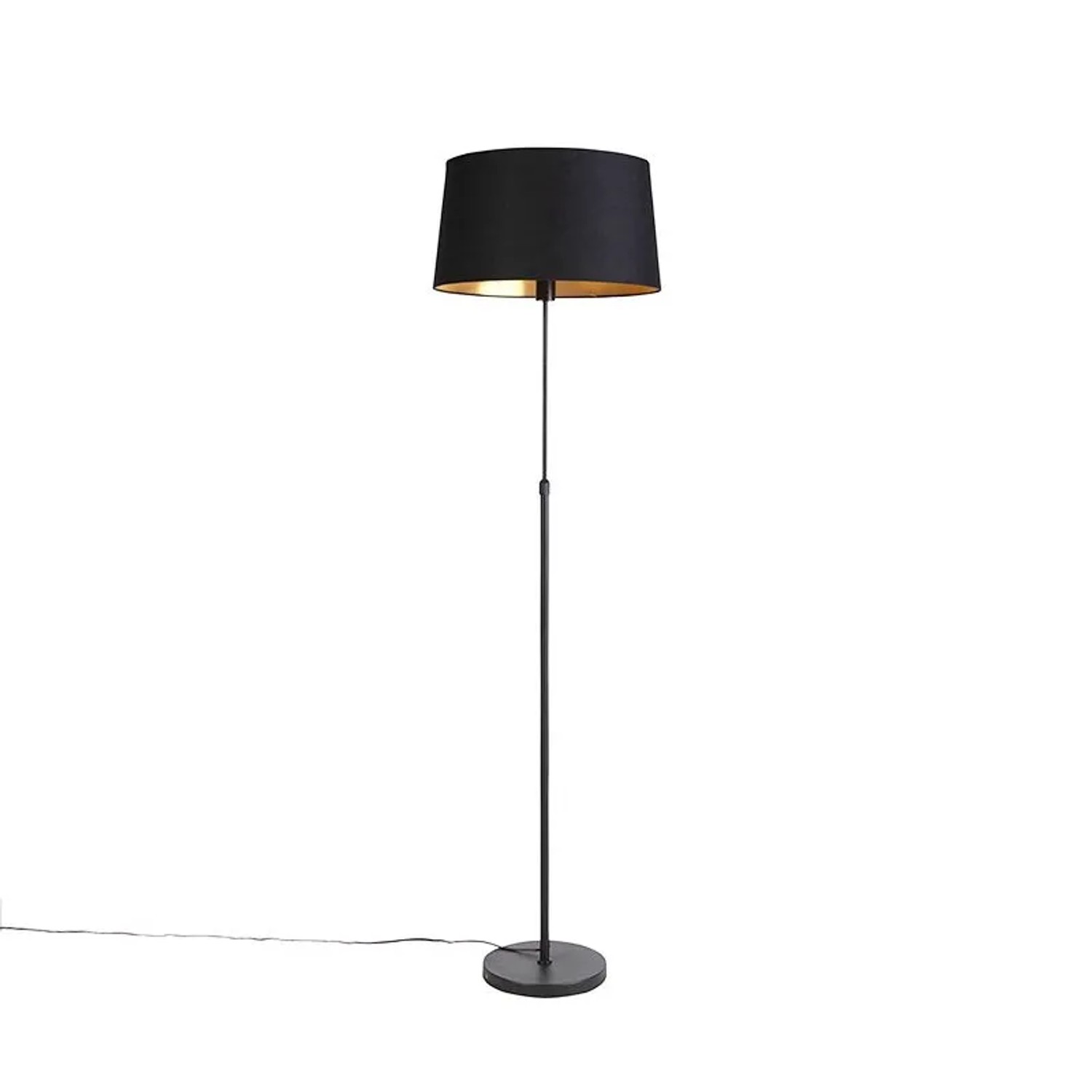 QAZQA Schwarze Stehlampe mit Schwarzem Schirm Verstellbar 45 cm Parte