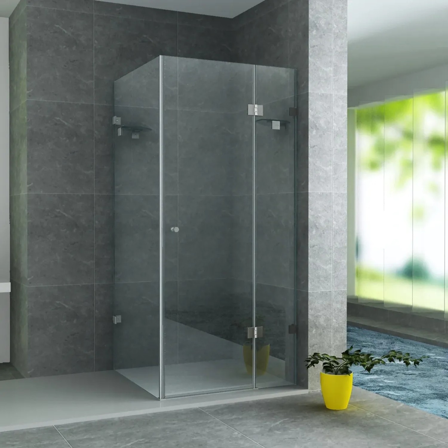 Belvit Duschkabine Mit Schwenkbarem Seitenteil 8 mm ESG Glas Mit NanoBeschichtung 80x80x195 Cm