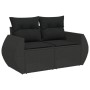 Schwarze 9-tlg. vidaXL Garten-Sofagarnitur aus Poly Rattan mit Kissen.