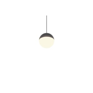 LED-Pendelleuchte Senta anthrazit, kugelförmig mit weiß leuchtendem Diffusor. Modernes Design.