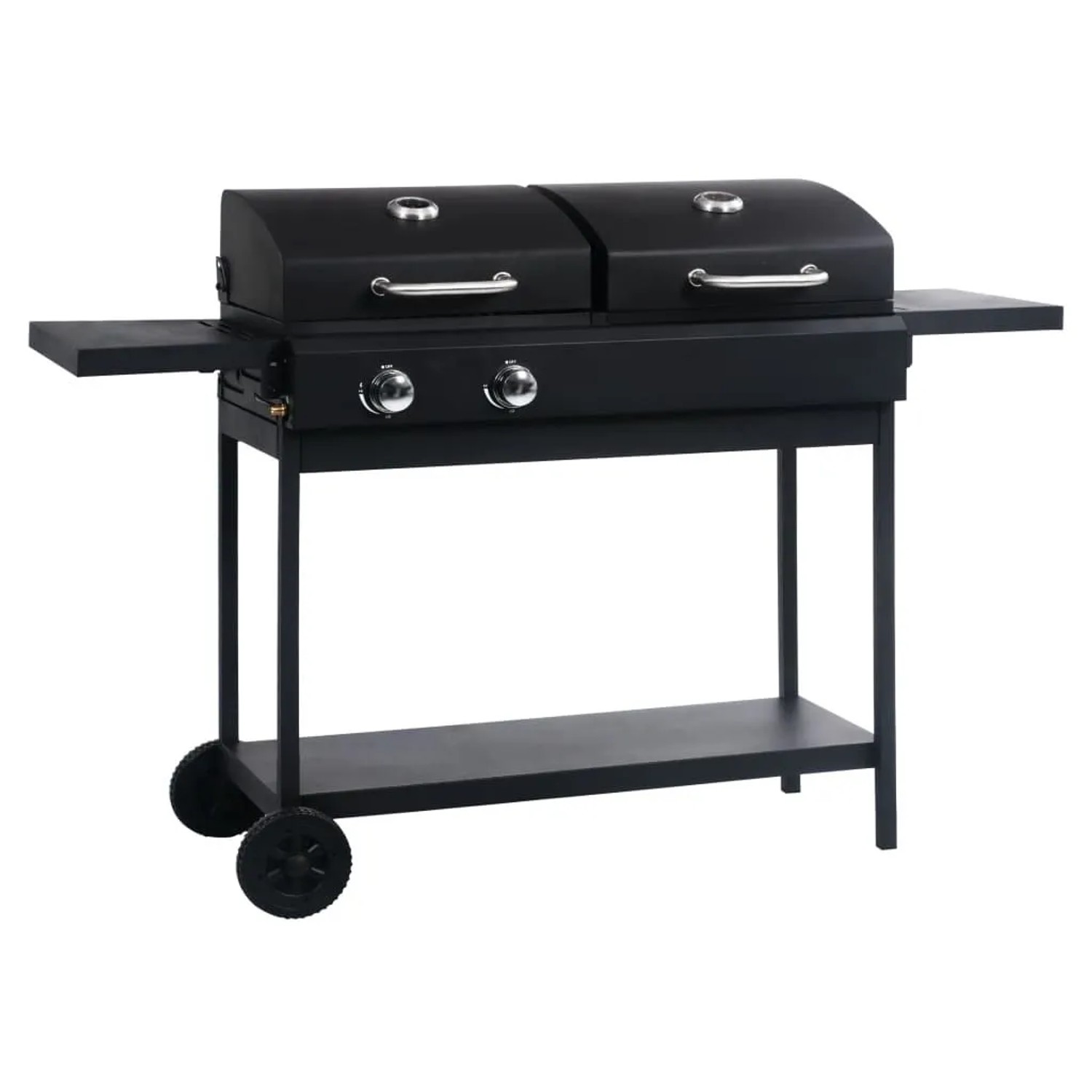 vidaXL Gas- und Holzkohle-Grill mit 2 Brennern 47386
