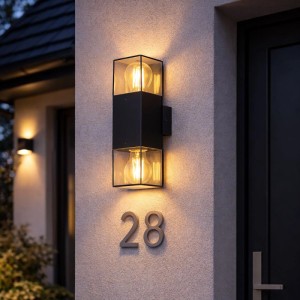 QAZQA Außenwandleuchte Schwarz mit Rauchschirm 2-flammig IP44 Dänemark