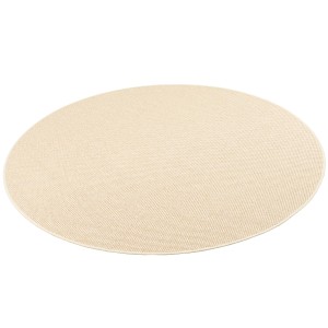 Runder, beiger Snapstyle Bentzon Teppich aus Flachgewebe, 100cm Durchmesser.