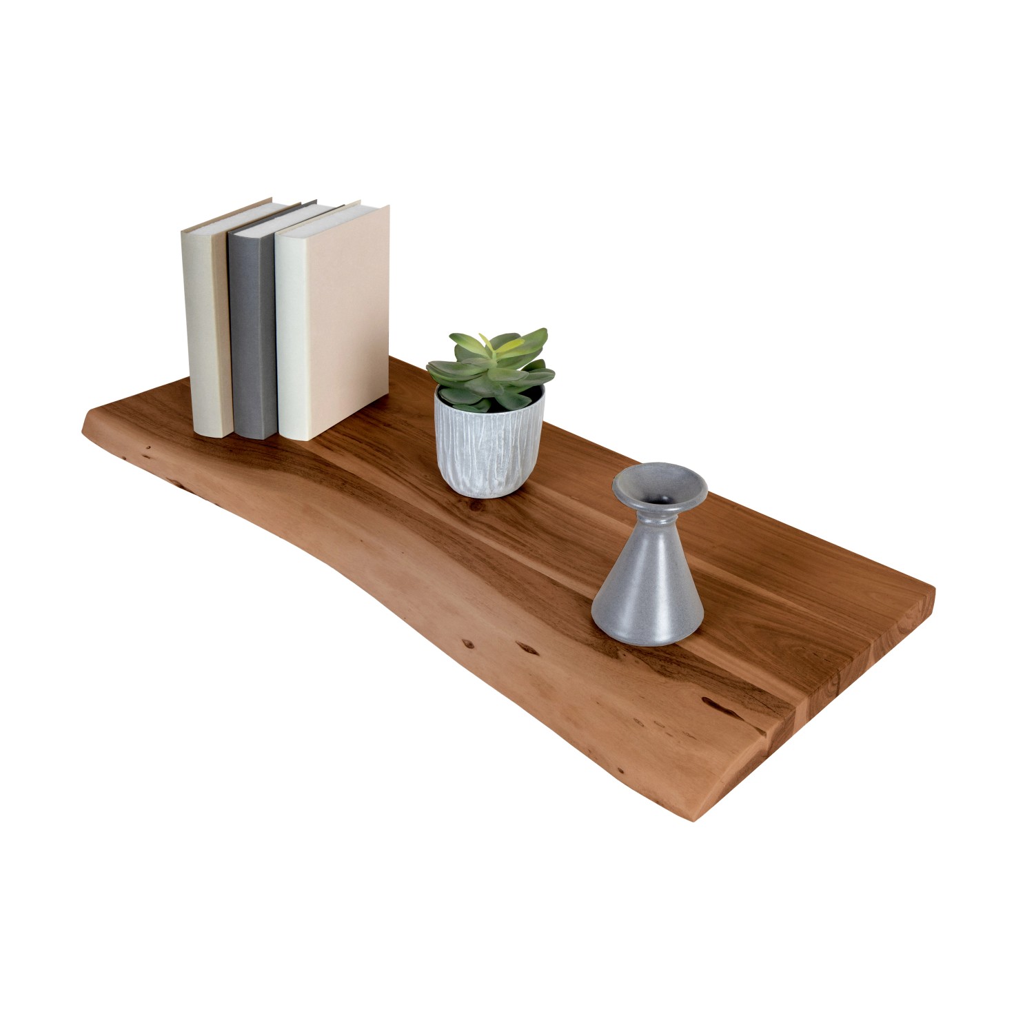 SAM Holzplatte Arya mit Echter Baumkante Einseitig 80 x 30 cm Akazienholz Nussbaum
