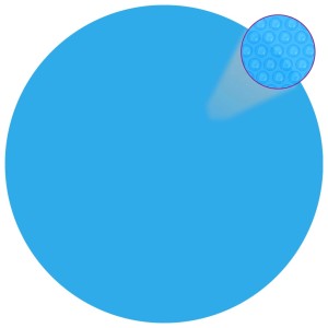 Blaue furnicato Poolabdeckung, 210 cm Durchmesser, aus PE-Material mit Luftpolstern.