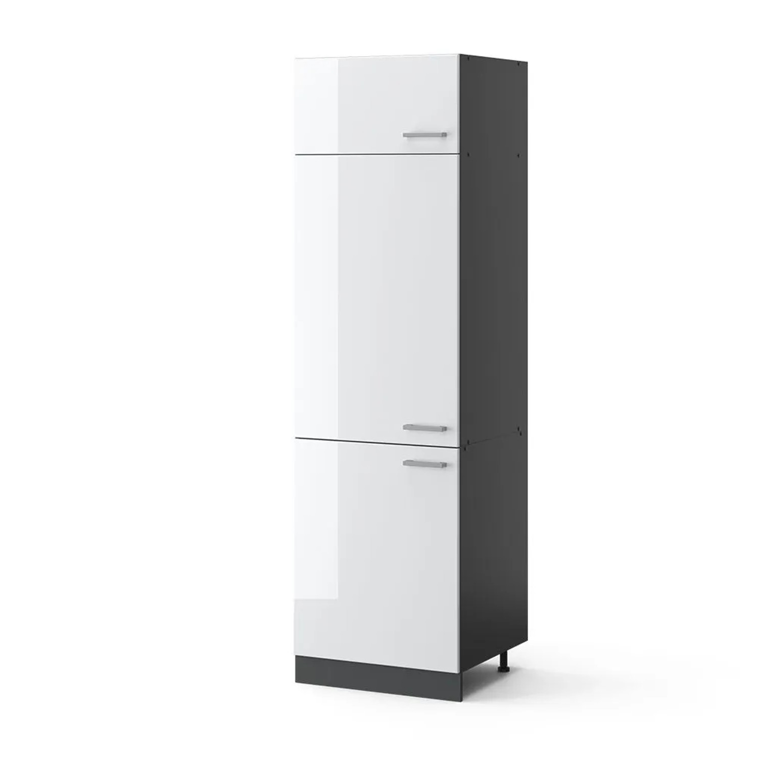 Vicco Kühlumbauschrank R-Line Hochschrank für die Küche Weiß Hochglanz Anthrazit 60 cm