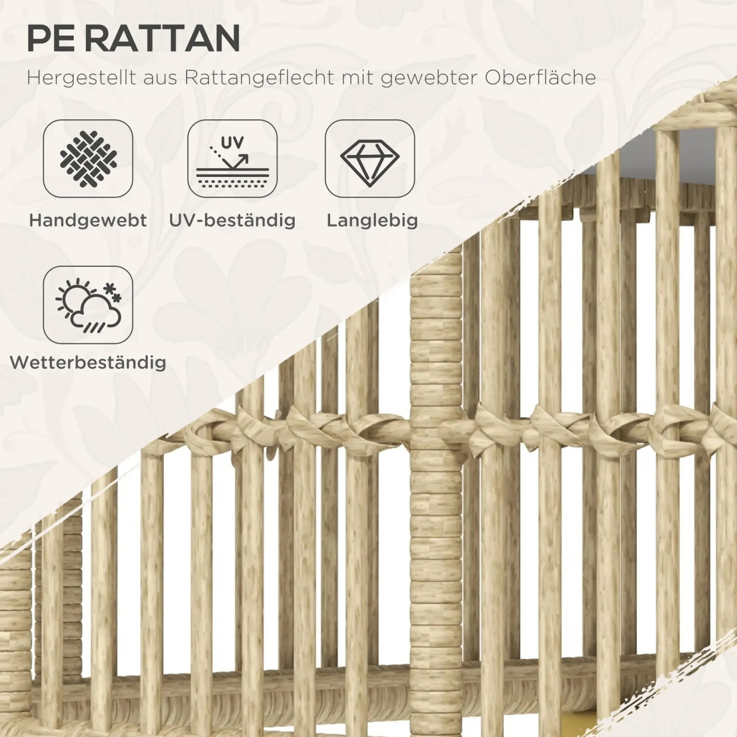 Detailansicht: Beige-graues Rattan-Geflecht der Outsunny Gartengarnitur, wetterfest und langlebig.