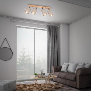 Brilo Spotleuchte, 4-flammig, Taupe mit Sternen, schwenkbar. Deckenleuchte im Wohnraum.