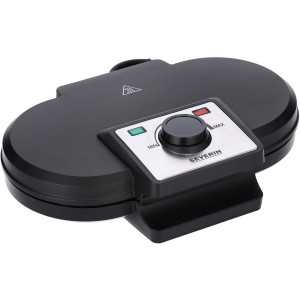 Schwarzes Severin Doppel-Waffeleisen WA 2106 mit Temperaturregler und Backampel.