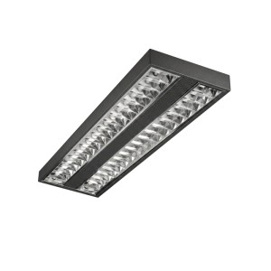 Eglo LED-Deckenleuchte Martelliano schwarz, 124,5x31,2 cm, mit Raster für blendfreies Licht im Büro.
