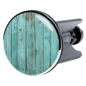Sanilo Waschbeckenstöpsel Lumber mit blauem Holzdesign für alle Waschbecken.