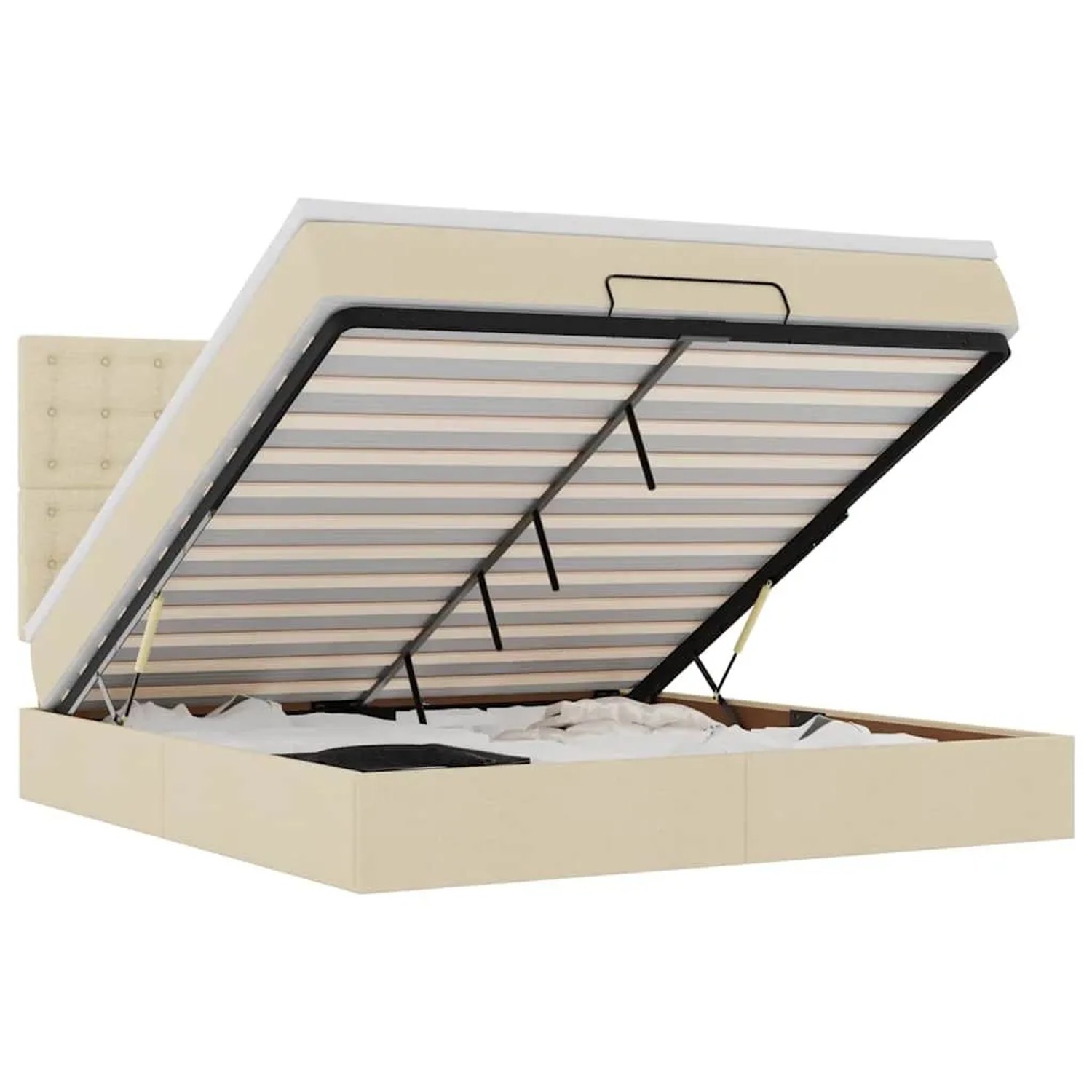 vidaXL Ottoman-Bett mit Matratze Creme 180x200 cm Stoff 3313346