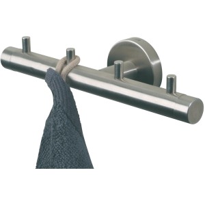 Tiger Hakenleiste Boston, gebürsteter Edelstahl, mit Handtuch.