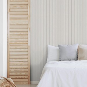 Sanders & Sanders Tapete Streifen grau/rot (53cm x 1005cm) im Schlafzimmer.