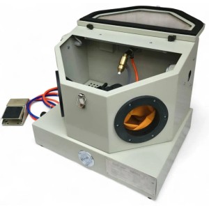 DeTec. Sandstrahlkabine 30l mit Fußpedal und Zubehör. Druckluft Sandstrahler mit Beleuchtung.