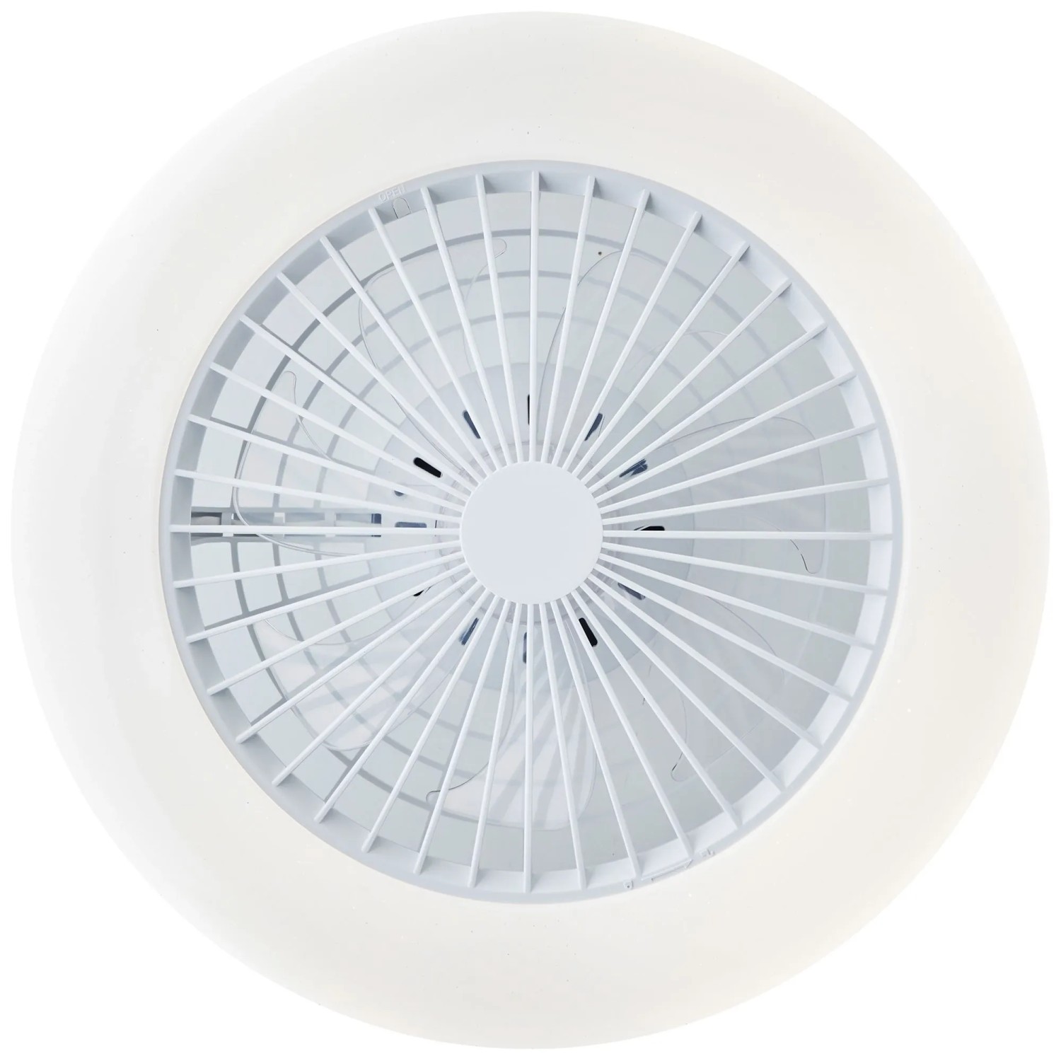 Weiße LED-Deckenleuchte Salerno mit Ventilator, Ø 48,5 cm. Deckenlampe mit Ventilator.