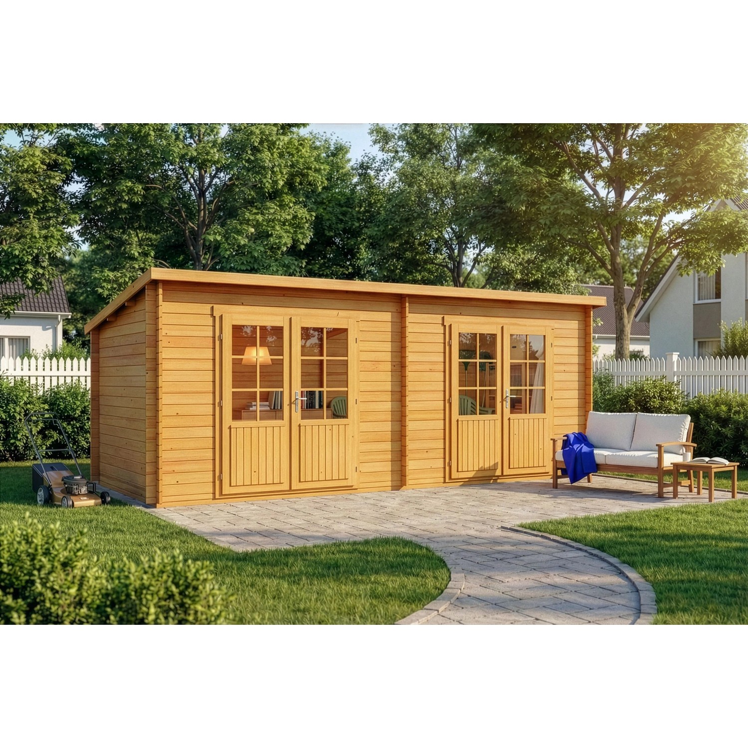 Alpholz Gartenhaus Maria Twin Pultdach Imprägniert 578 cm x 224 cm