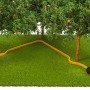 Worx Landroid Mähroboter mit Kollisionssensor ACS umfährt Baum auf Rasenfläche.