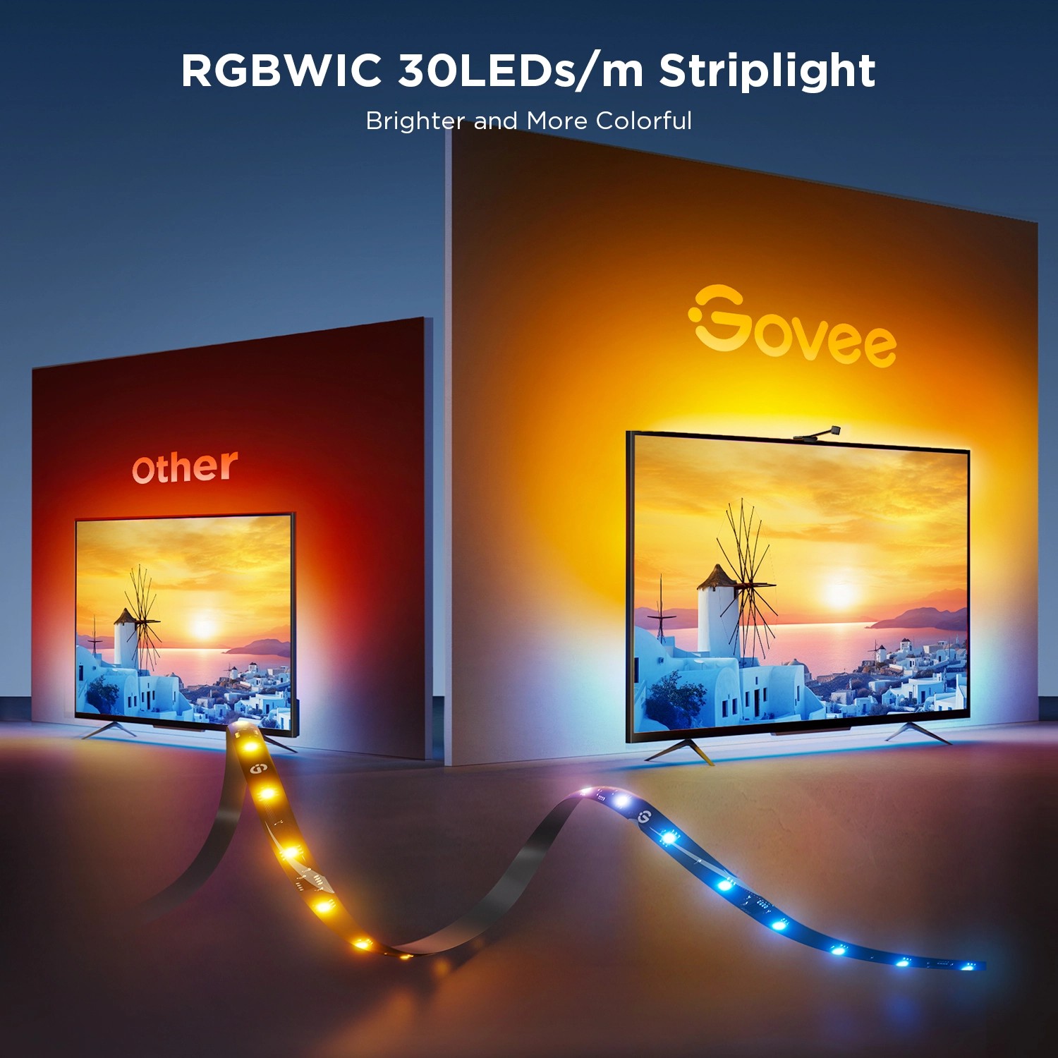 Govee X Netflix TV-Hintergrundbeleuchtung 3S (55-65 Zoll) LED-Streifen mit Farbwechselfunktion.