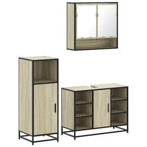 vidaXL 3-Tlg Badmöbel-Set Sonoma-Eiche Holzwerkstoff 3301001
