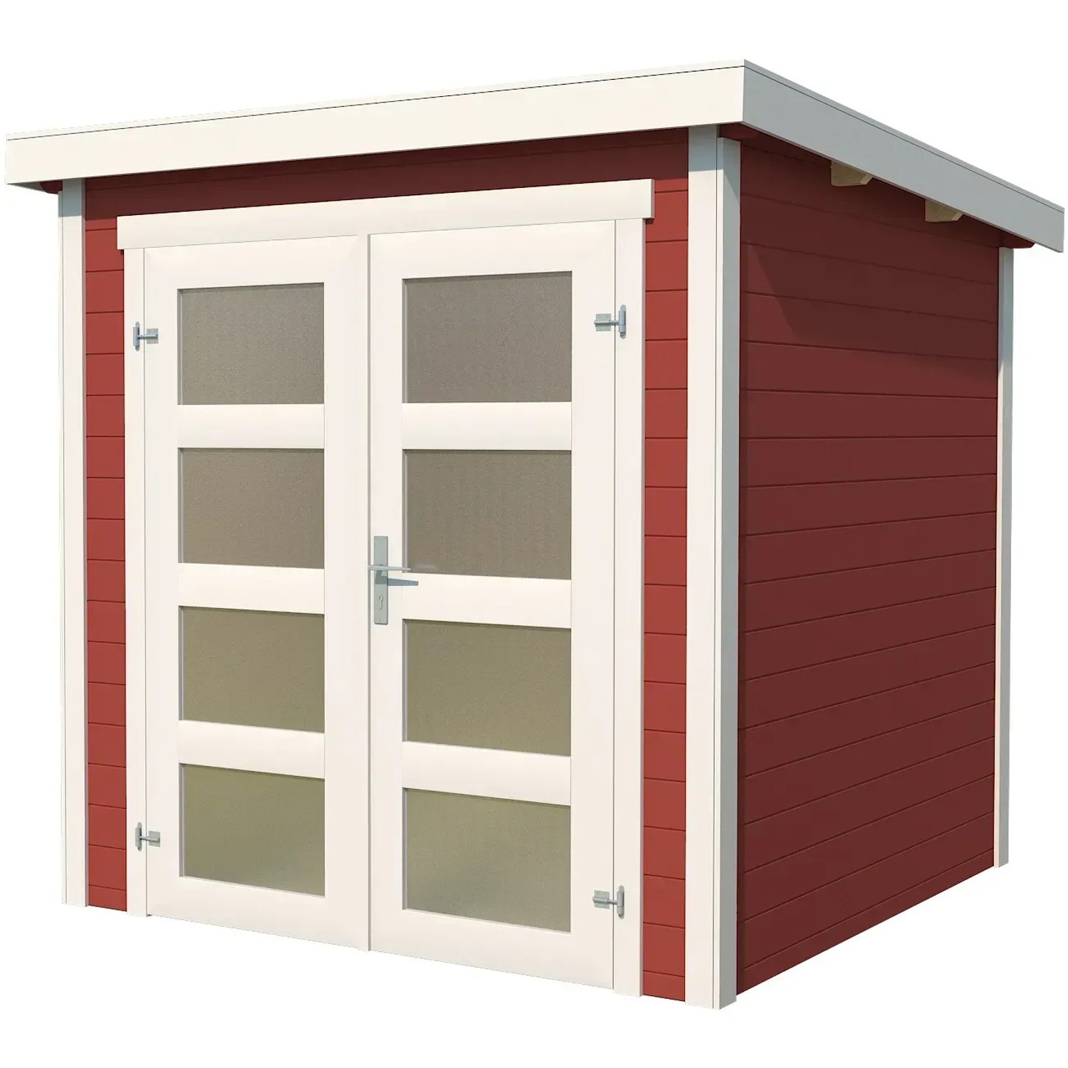 Lasita Holz-Gartenhaus Zambezi 1 in Schwedenrot mit Doppeltür und Fenster