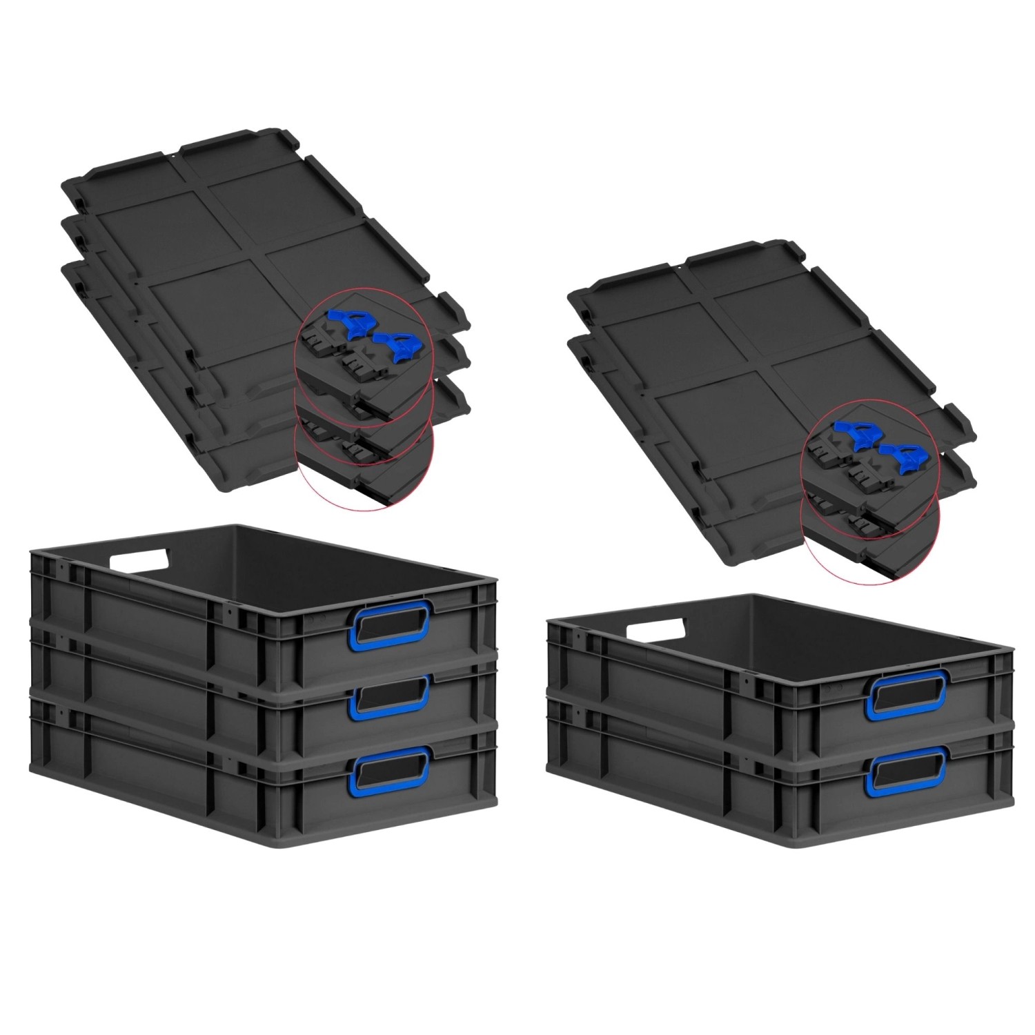 PROREGAL SuperSparSet 5x Eurobox Nextgen Color Mit Scharnierdeckel HxBxT 12 günstig online kaufen