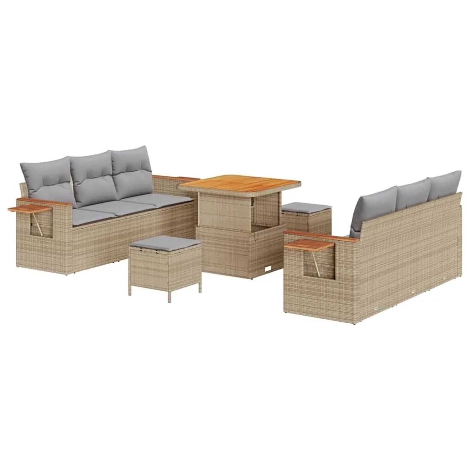 vidaXL Gartensofa-set mit Kissen 11-Tlg Beige und Hellgrau Poly-Rattan 3365 günstig online kaufen