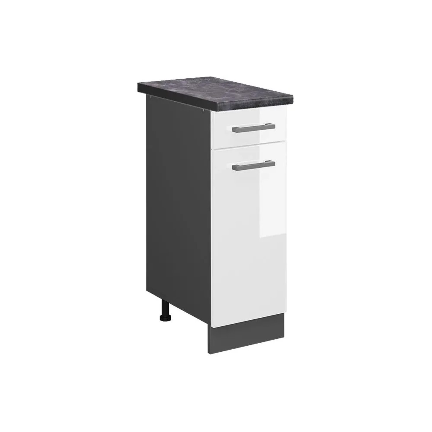 Vicco Küchenunterschrank R-Line Weiß Hochglanz Anthrazit 30 cm AP Anthrazit