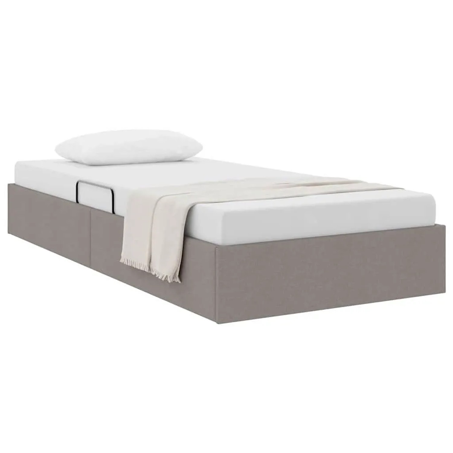 vidaXL Aufbewahrungsbett mit Kopfteil Taupe 100 x 200 cm Stoff 3369995