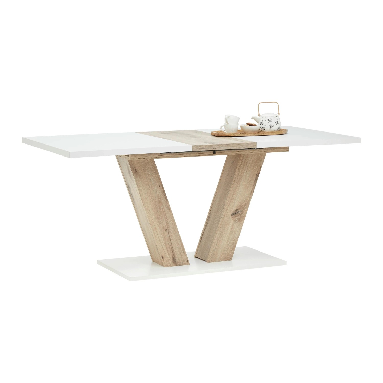 Mömax Ausziehtisch Hamm T Weiß/Eiche ca. 140-180x90x76cm
