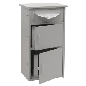 Grauer PROREGAL Paketkasten mit 3 Fächern aus Stahl, 89x49x38cm, für Briefe und Pakete.