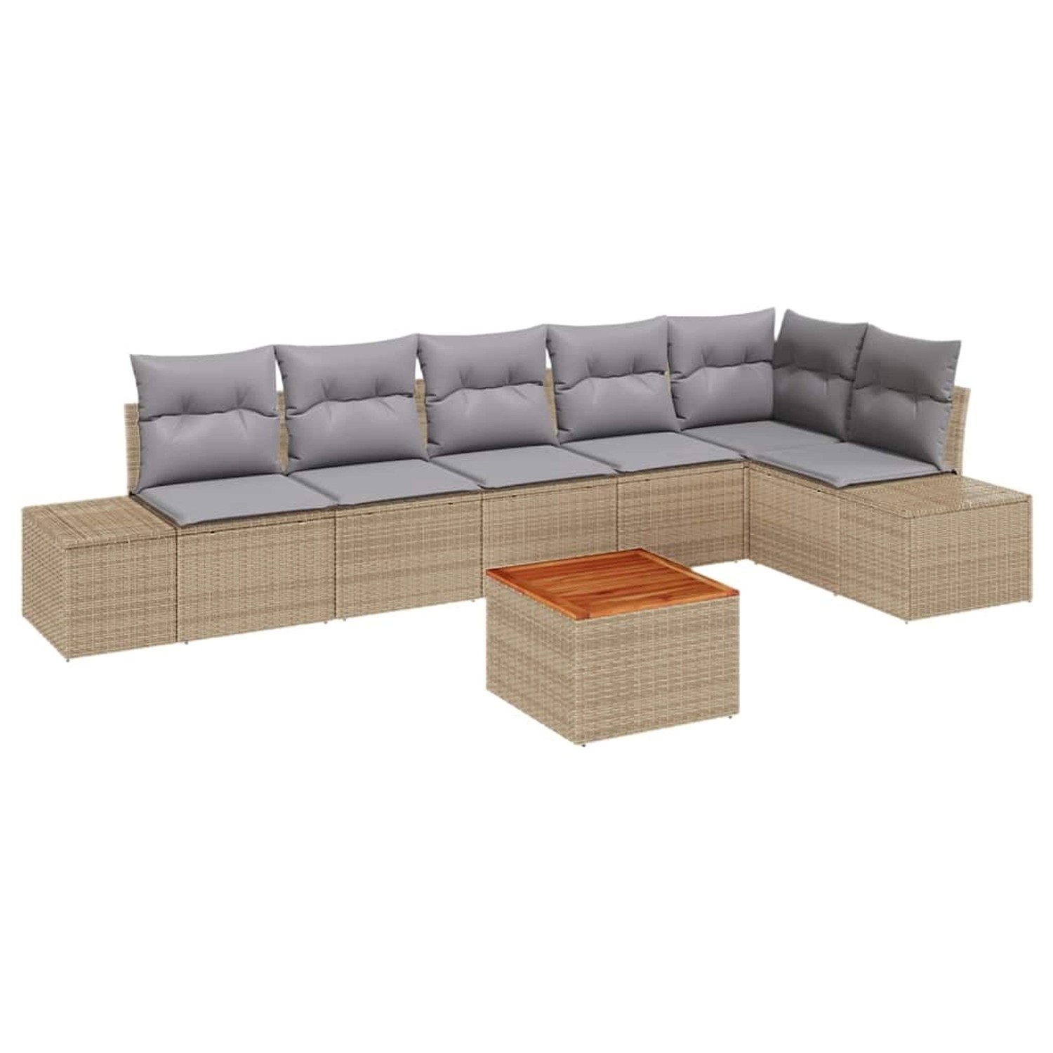 vidaXL Garten-Sofa-Set mit Kissen 7-Tlg Beige Poly Rattan 3347966 günstig online kaufen