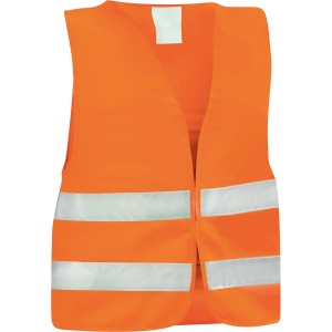 Orange Warnweste Universal XL mit zwei reflektierenden Streifen für Pannenhilfe und Sicherheit.