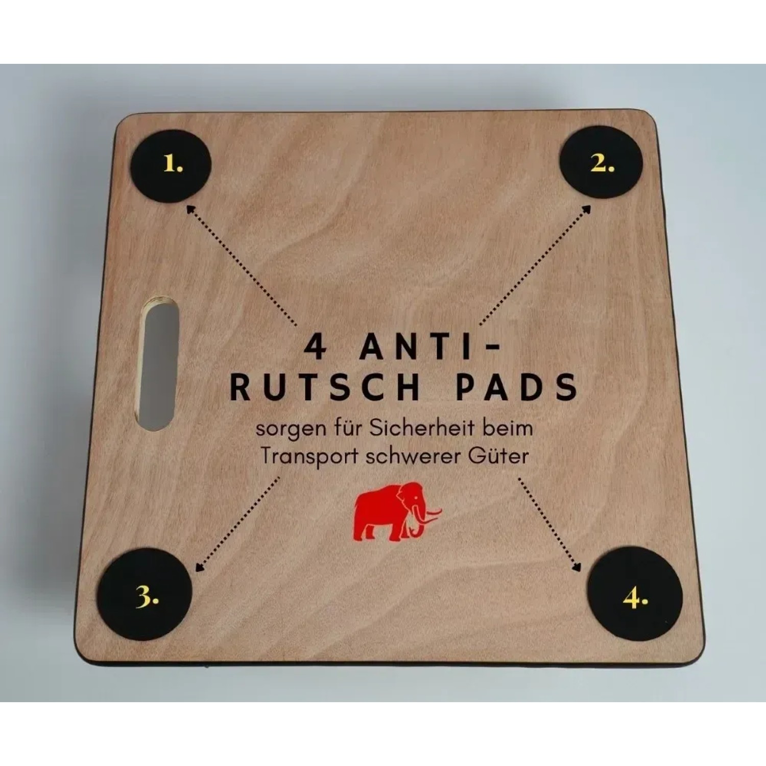 PROREGAL Transportroller mit Sperrholzplatte, 4 Anti-Rutsch Pads und Tragegriff. Traglast 150kg.