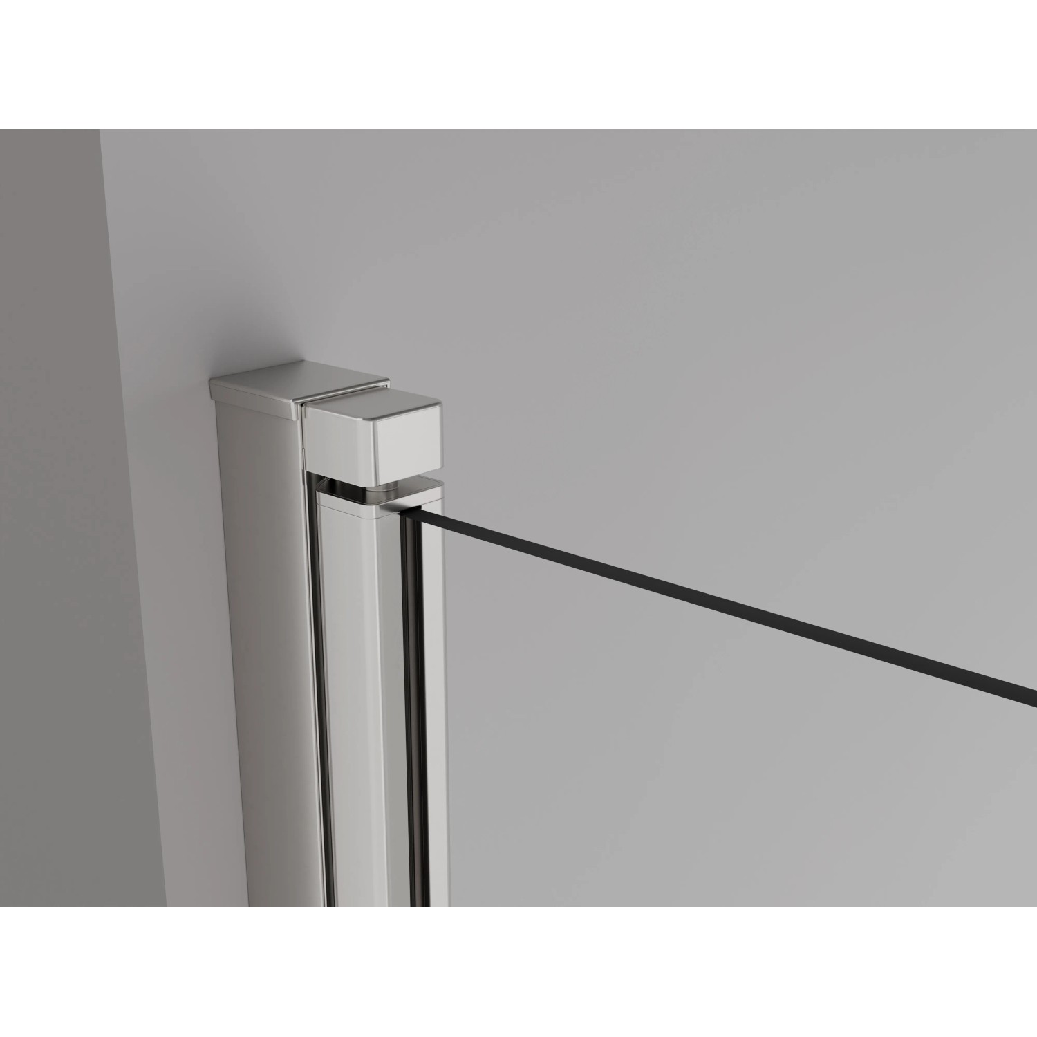 Detailaufnahme: Baliv Doppeltür DUK-80.61 T, Chrom Glänzend, Duschwand mit Sicherheitsglas.
