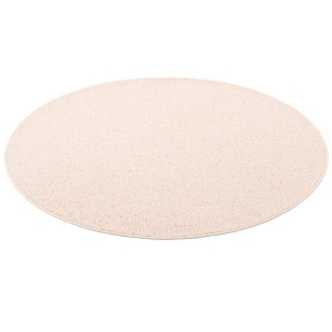 Runder, beiger Berber Teppich aus Wolle, 160cm Durchmesser. Naturprodukt für Wohnräume.