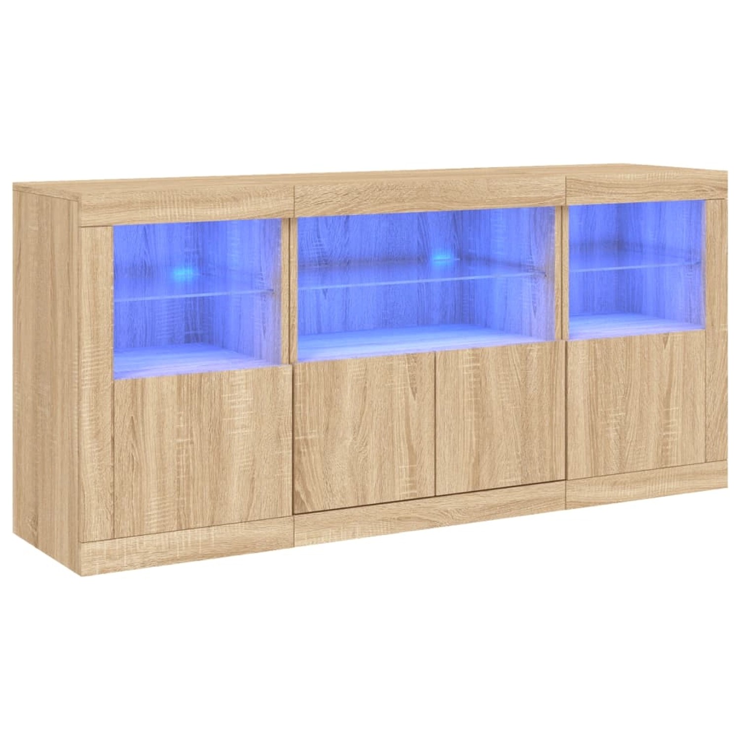 vidaXL Sideboard mit LED-Leuchten Sonoma-Eiche 142,5x37x67 cm 3209067 günstig online kaufen