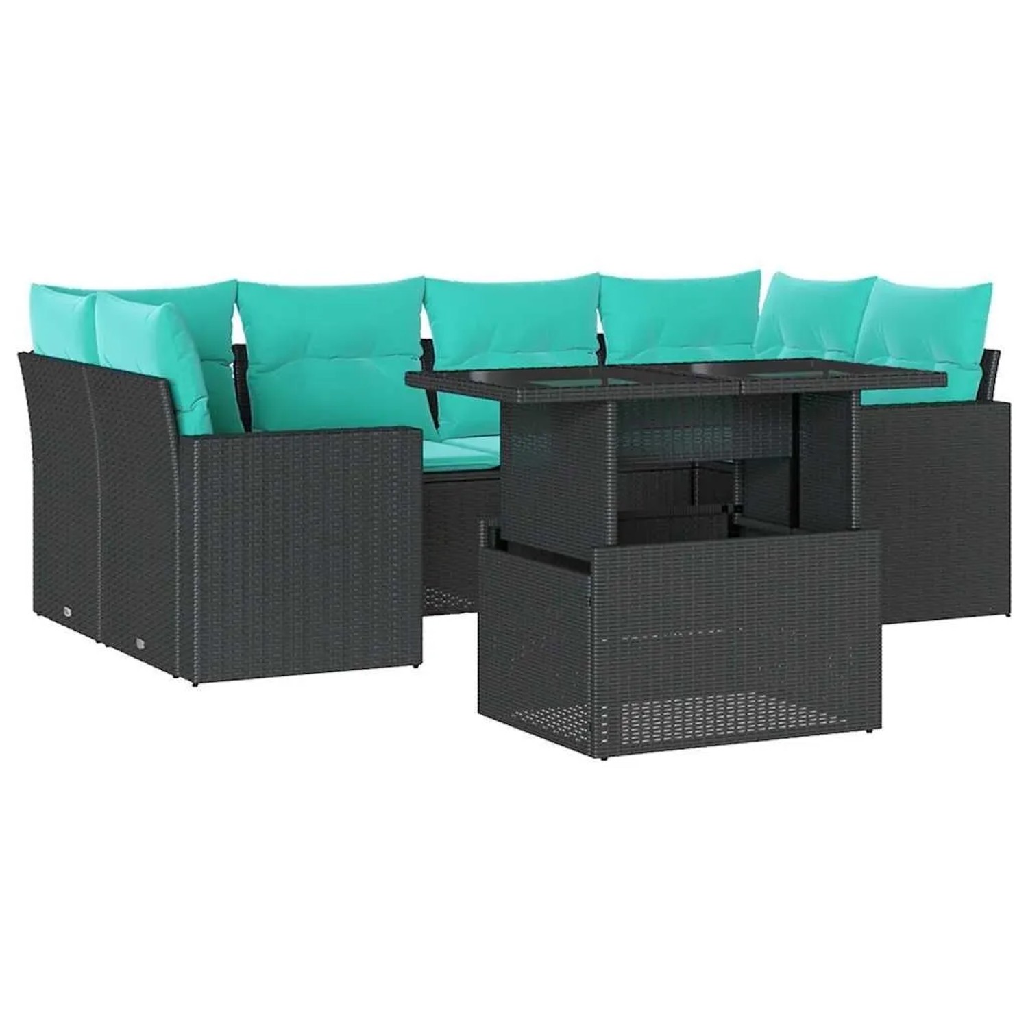 vidaXL 7-Tlg Gartensofa-Set mit Kissen Schwarz Polyrattan 3267127 günstig online kaufen