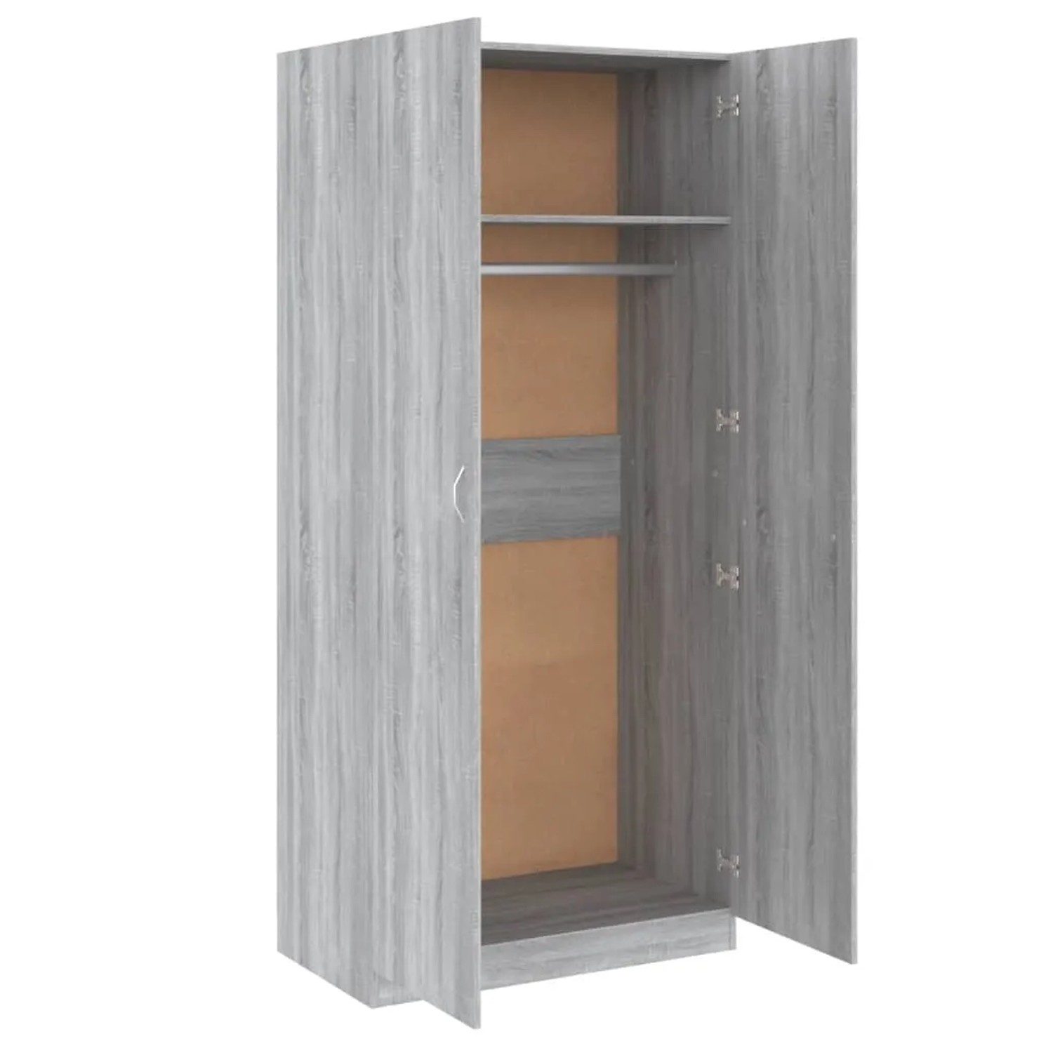 vidaXL Kleiderschrank, Grau Sonoma, 90x52x200 cm, Holzwerkstoff, mit offenen Türen und Kleiderstange.