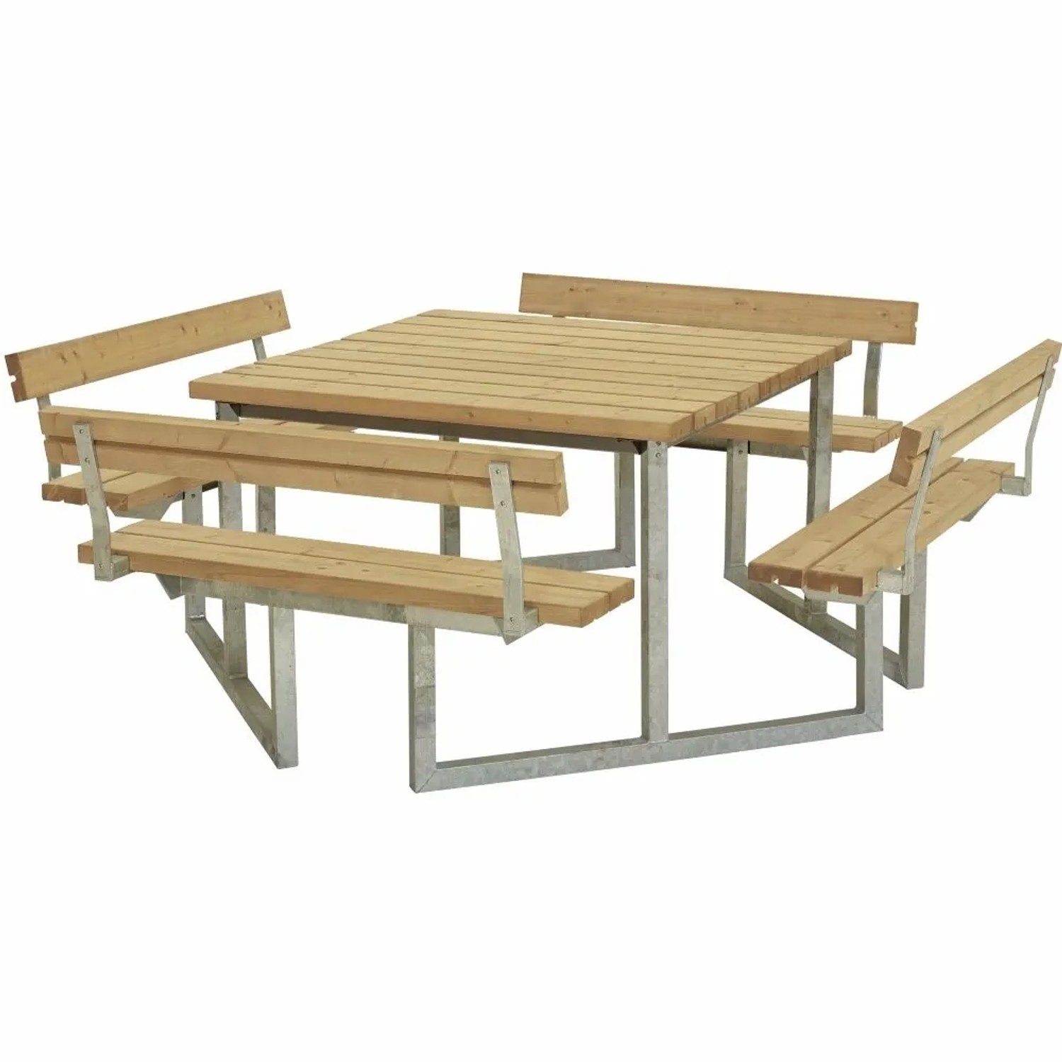 PLUS Gartenmöbel Sitzgruppe 227 cm Klappbar ThermoWood mit 4 Rückenlehnen Holz
