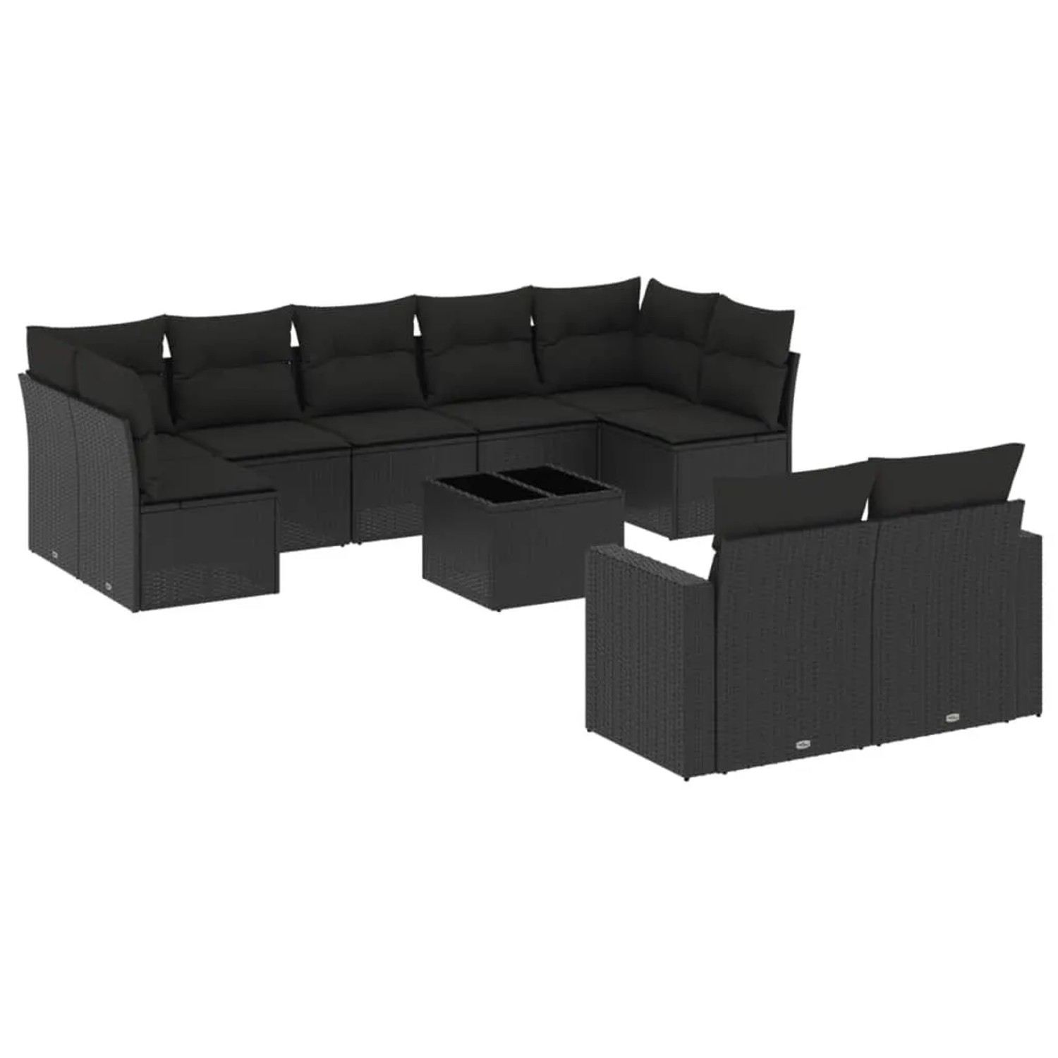 vidaXL 10-Tlg Garten-Sofagarnitur mit Kissen Schwarz Poly Rattan 3251762 günstig online kaufen