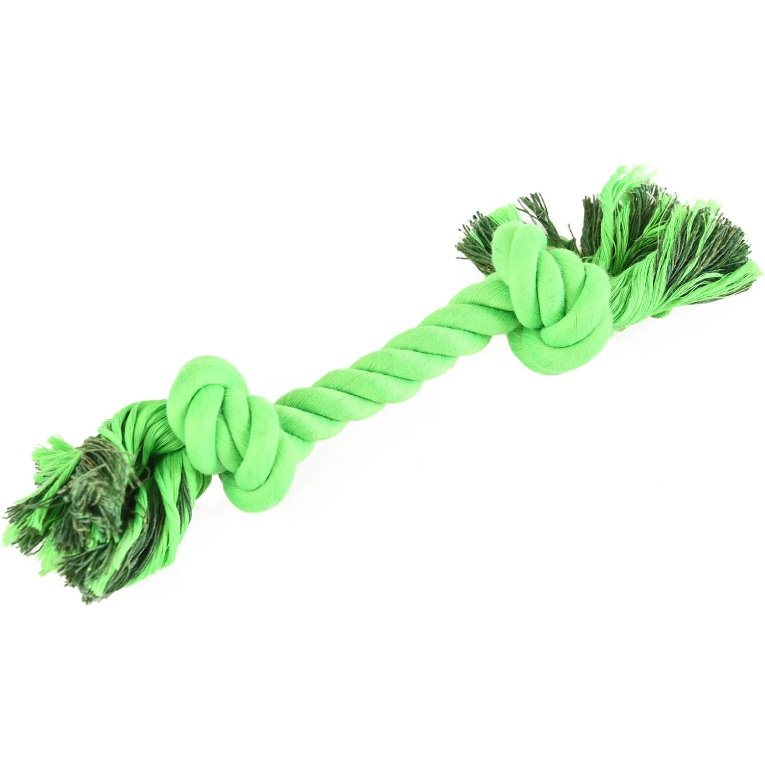 Grünes Baumwollseil mit Knoten, Teil des 6-teiligen Hunde-Outdoor-Spielzeugsets.
