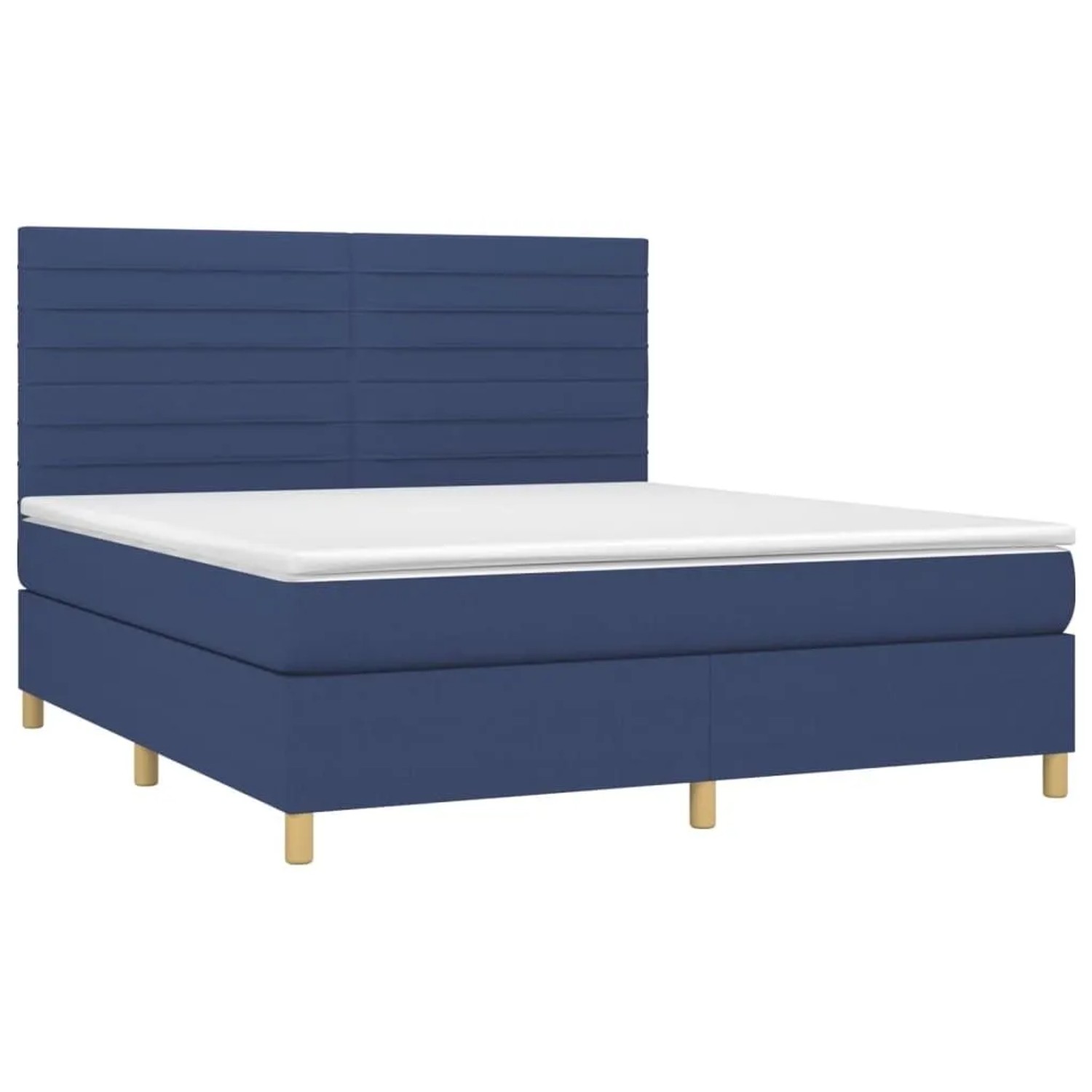 vidaXL Boxspringbett mit Matratze & LED Blau 180x200 cm Stoff 3135539