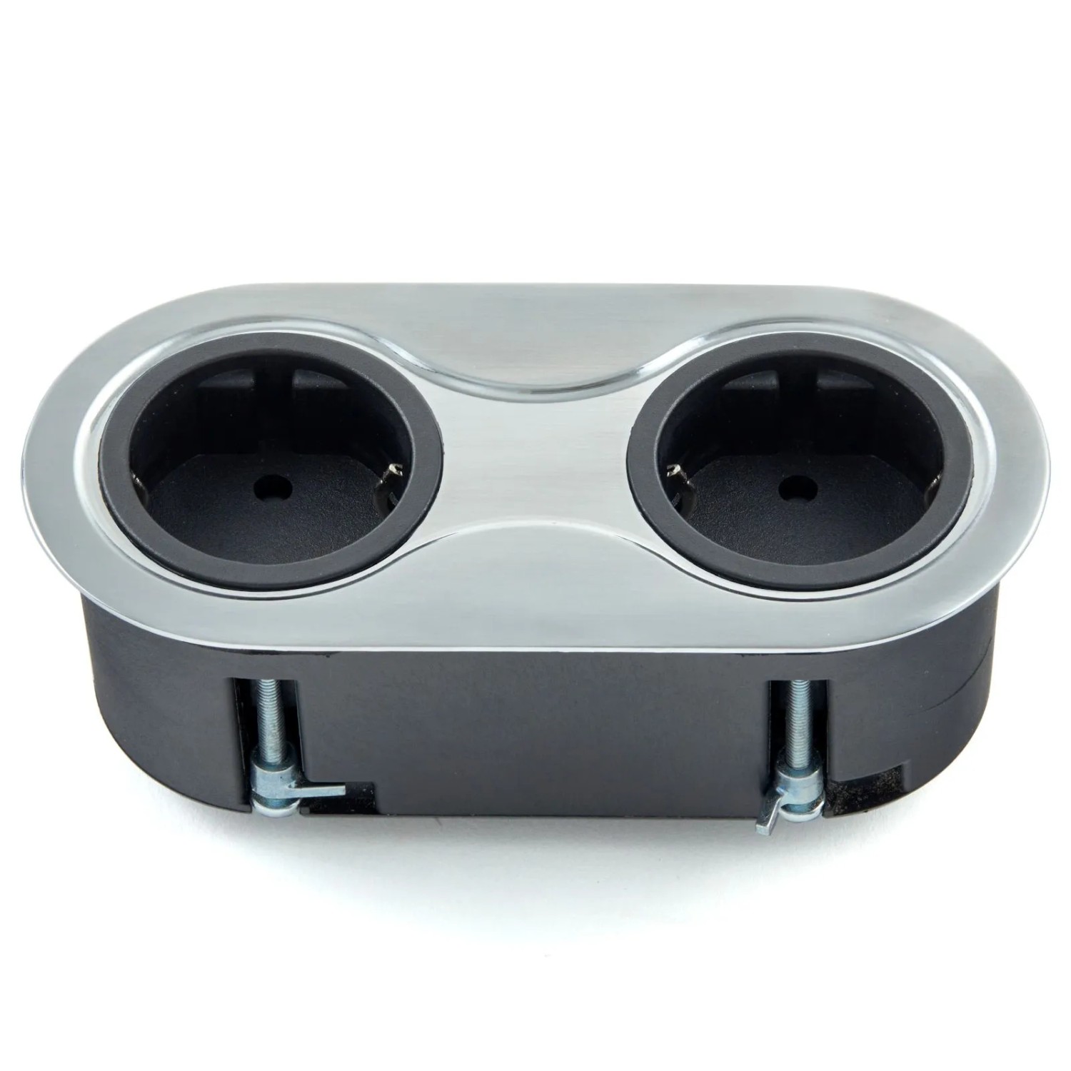 SOTECH Doppel Einbausteckdose Oval Edelstahloptik Gebürstet mit 2x Schuko