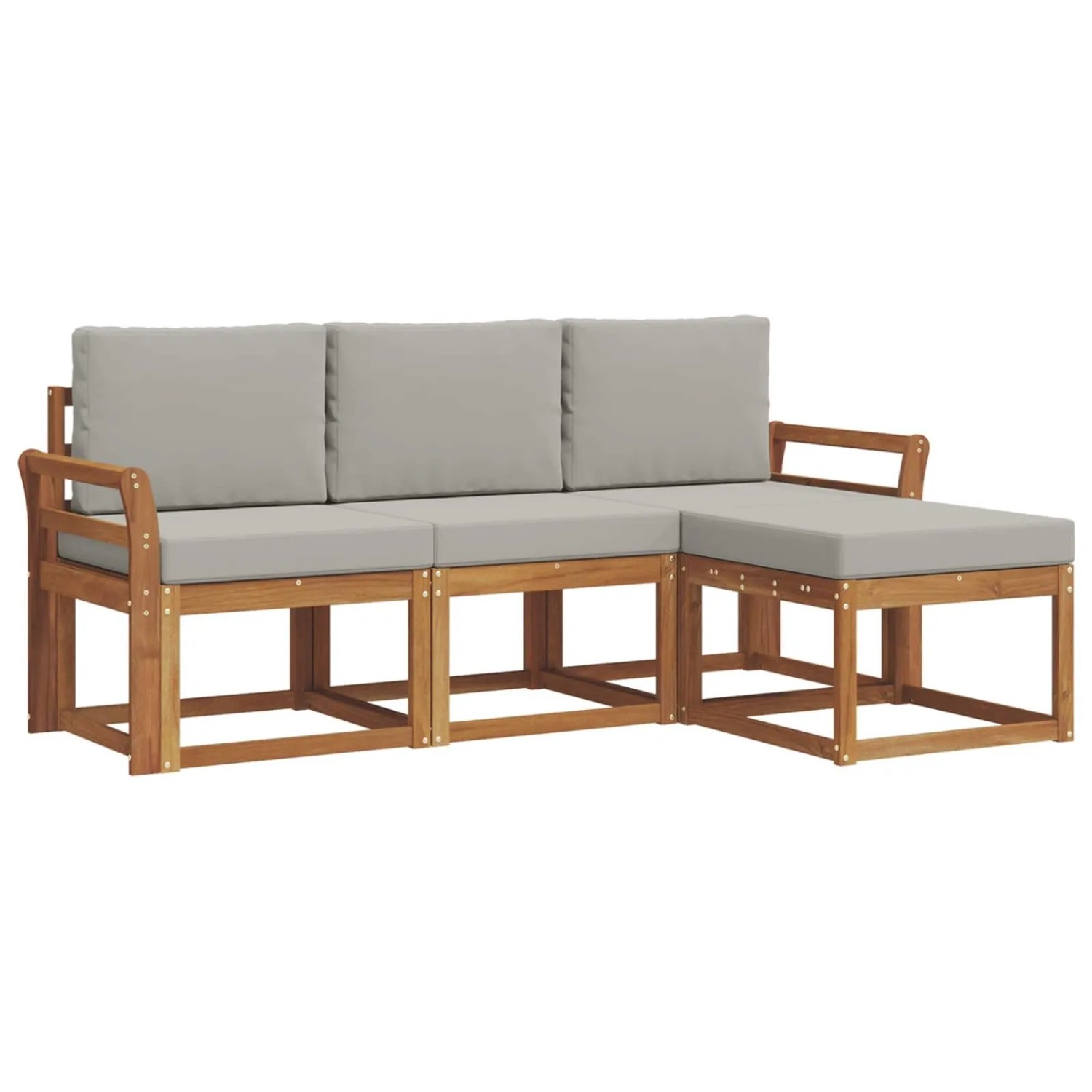 vidaXL Outdoor-Sofagarnitur mit Kissen 4 Stk Natur und Hellgrau 3366219