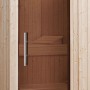 Weka Ganzglastür in Graphit-Optik für Sauna, mit Edelstahlgriff und Holzrahmen.