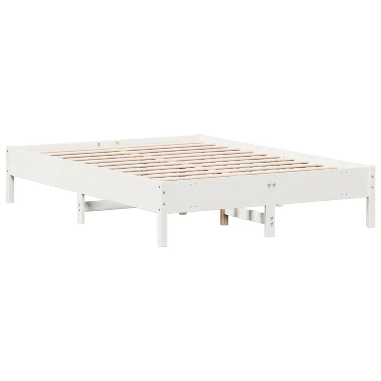 Weißes Holzbett 120x200 cm aus Kiefernholz ohne Matratze.