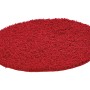 Roter, runder Hochflorteppich Frisbee mit 67 cm Durchmesser.
