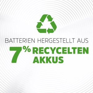 Energizer Power Plus C Akkus, 2er-Pack, hergestellt aus 7% recycelten Akkus.